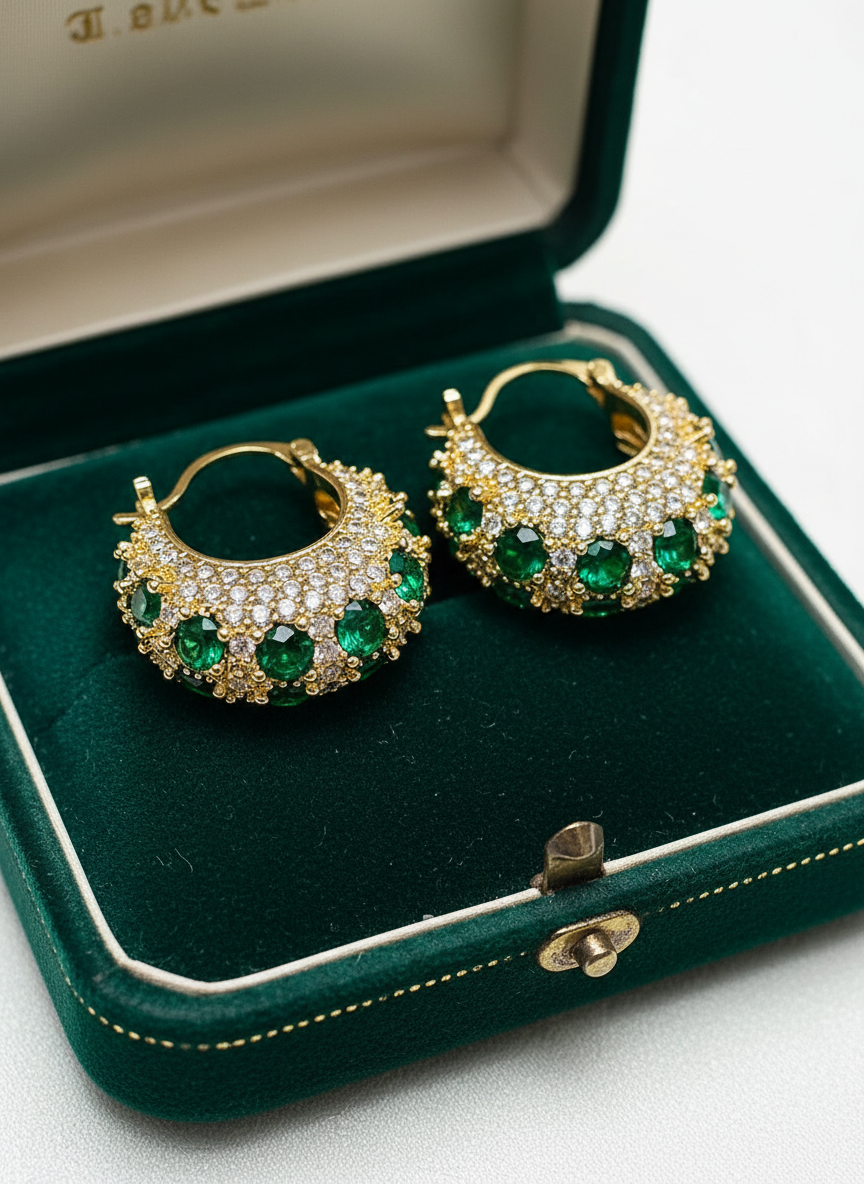 Beautiful Emerald Green Annie Hoop Earrings