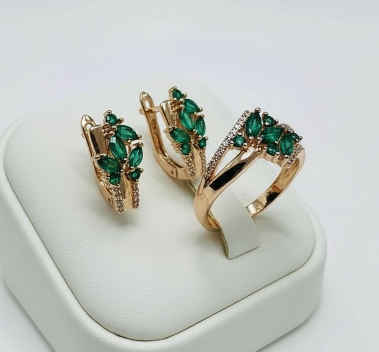 Nano Emerald Jewelry Set –  14K Rolled Gold