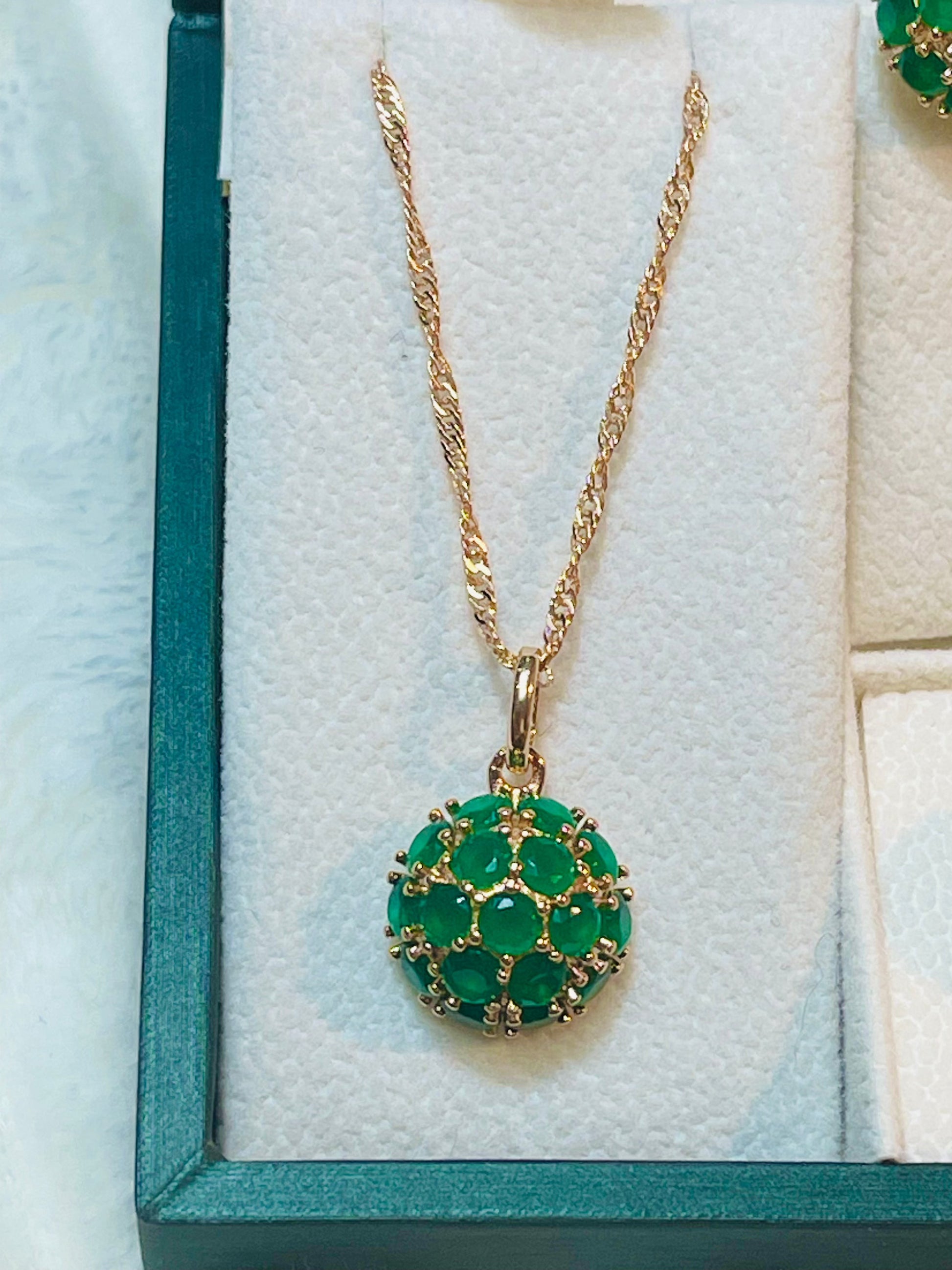 Gold Plated Emerald Green Jewelry Set-Necklace