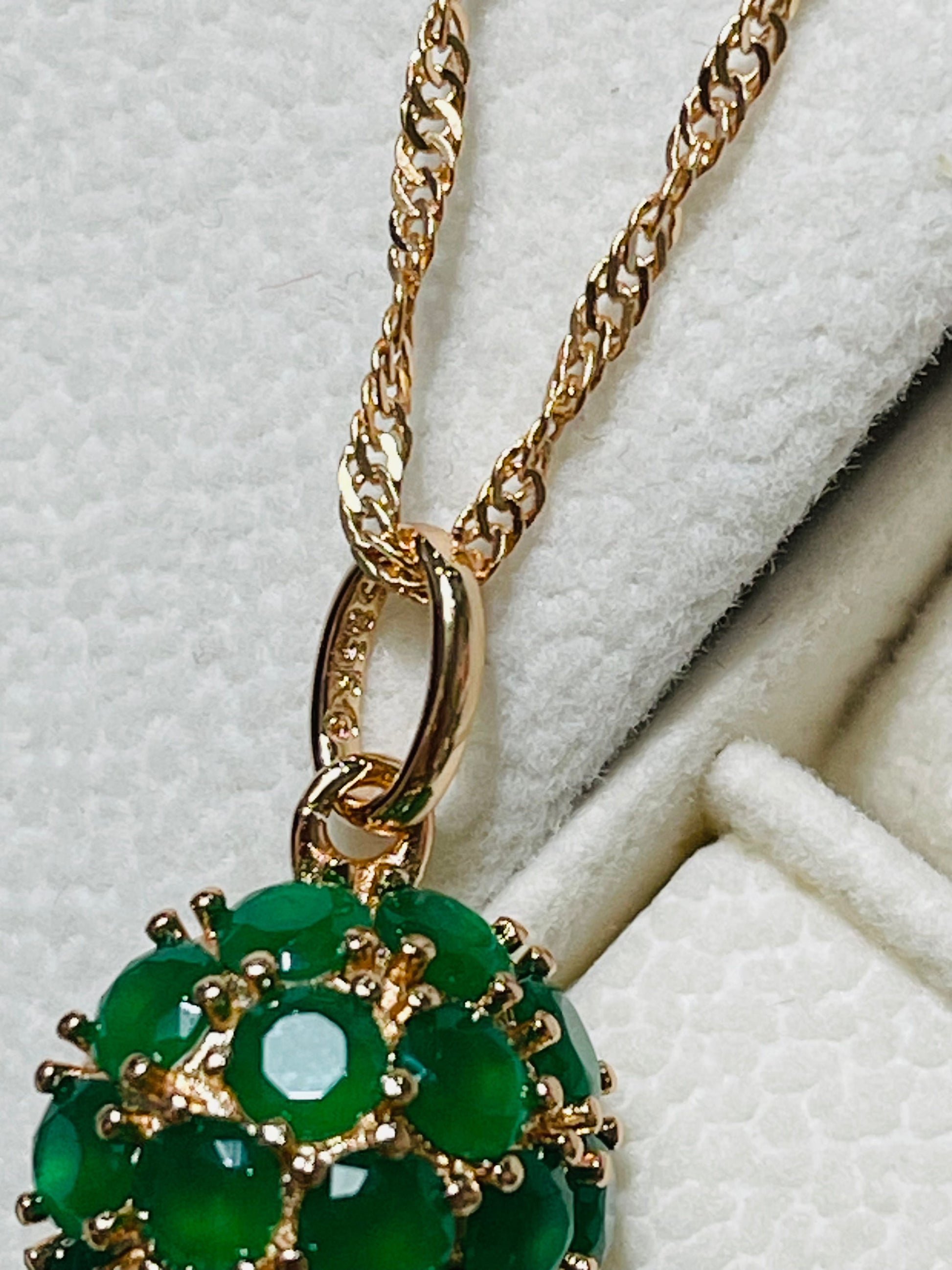 Gold Plated Emerald Green Jewelry Set-Ring-necklace