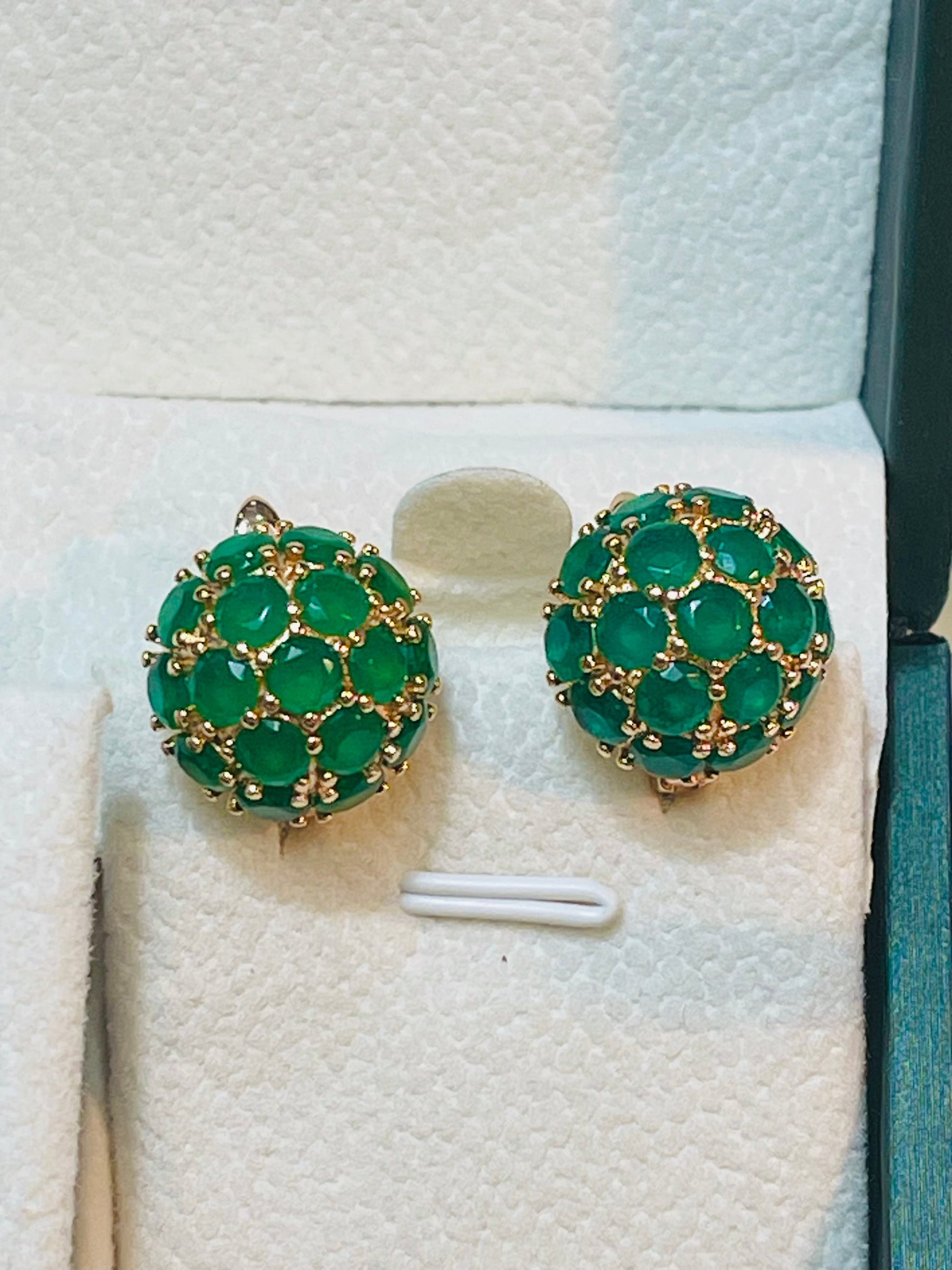 Gold Plated Emerald Green Jewelry Set-Studs