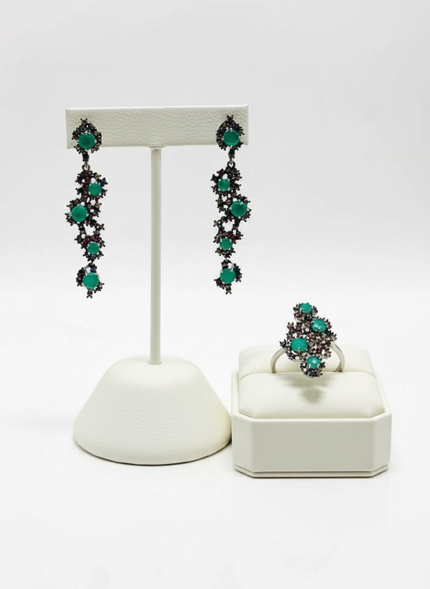 Handmade ‘The Celestial’ Natural Emerald Cascade Set 2