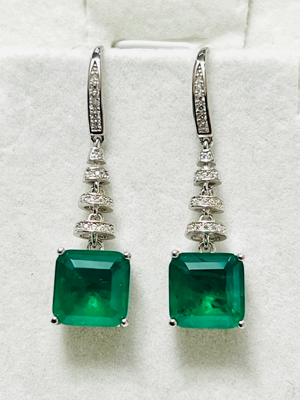 Lab Created Emerald Sterling silver Drop Earrings