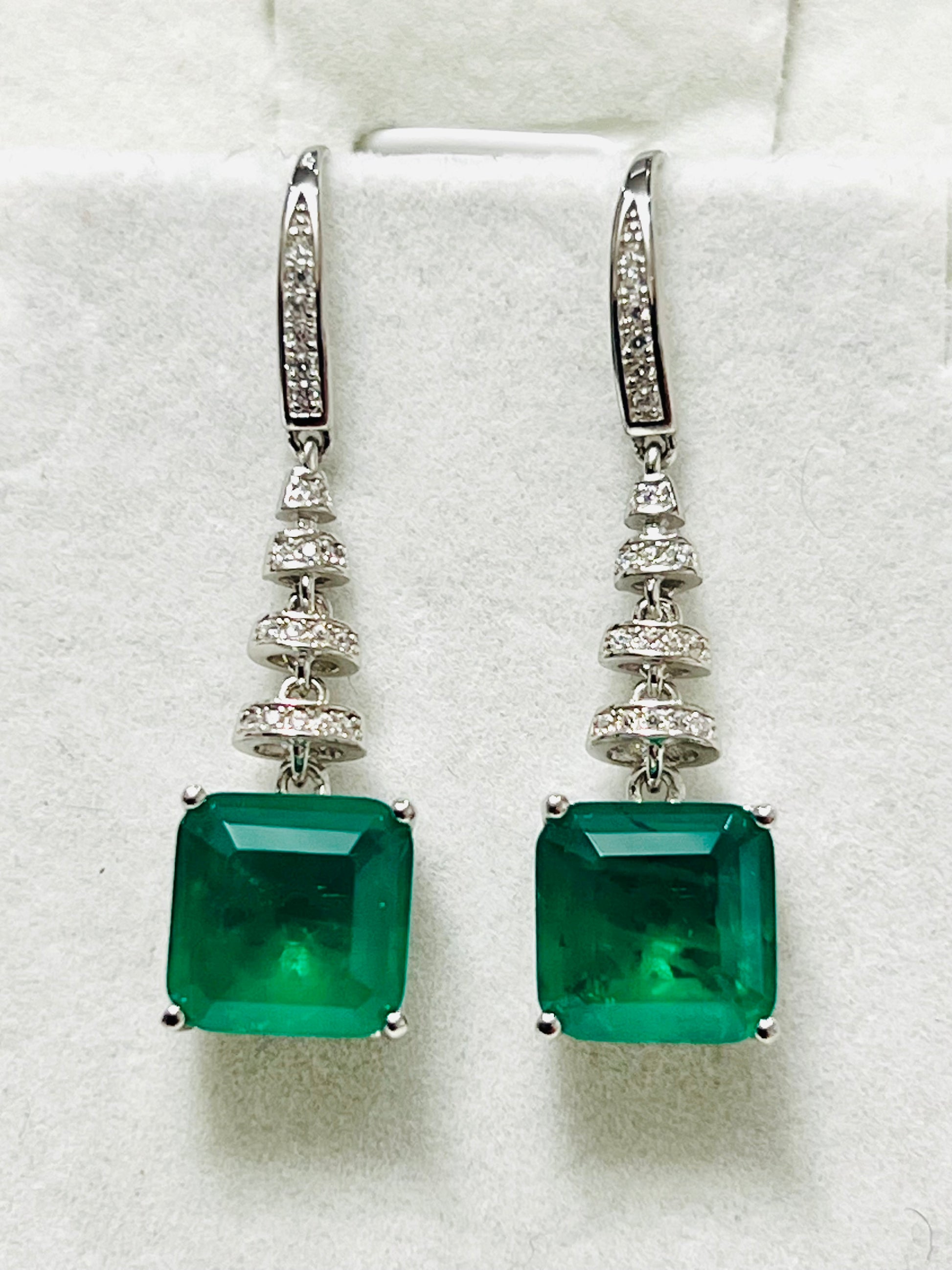 Lab Created Emerald Sterling silver Drop Earrings