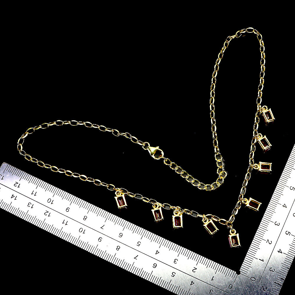 Handmade Emerald-Cut Ruby Link Necklace – Approx. 11 Carats