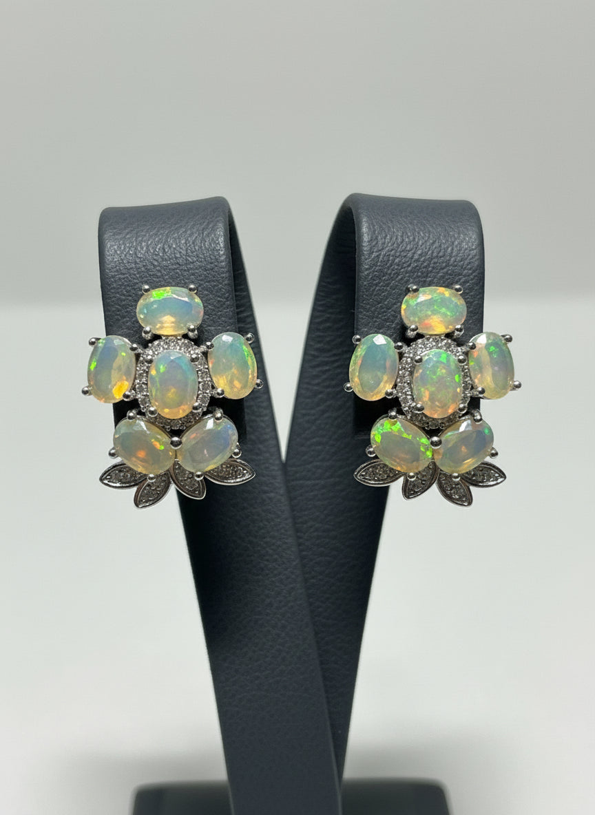 Handmade Fire Opal Earrings in 14k Gold Vermeil Over 925S