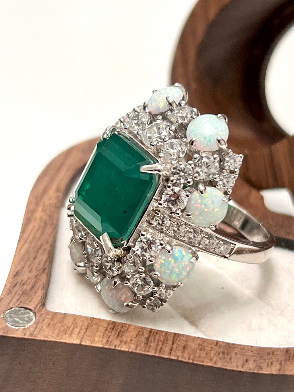 Handmade Stunning Emerald and Opal Ring