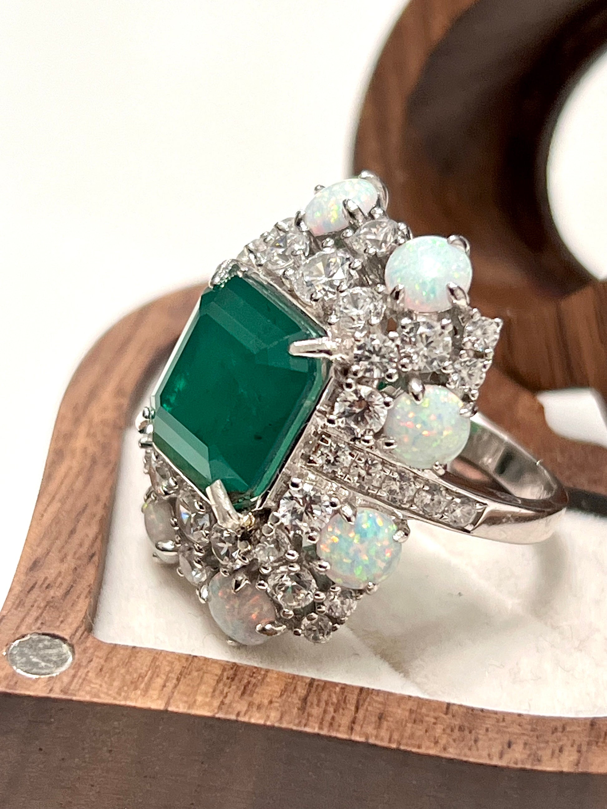 Handmade Stunning Emerald and Opal Ring