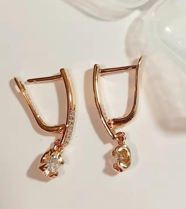 14K Rolled Gold White Shining Minimal Earrings