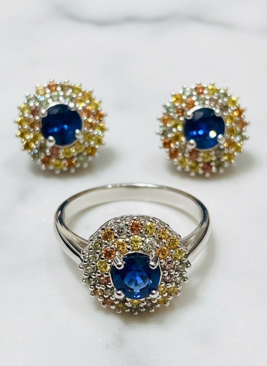 Handmade Natural Sapphire Jewelry Set- Aurelia