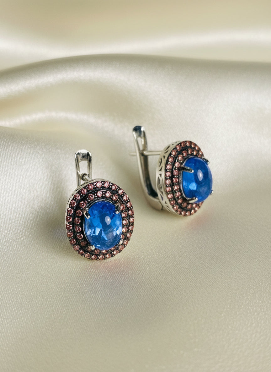 Handmade Natural Tanzanite and Sapphire set