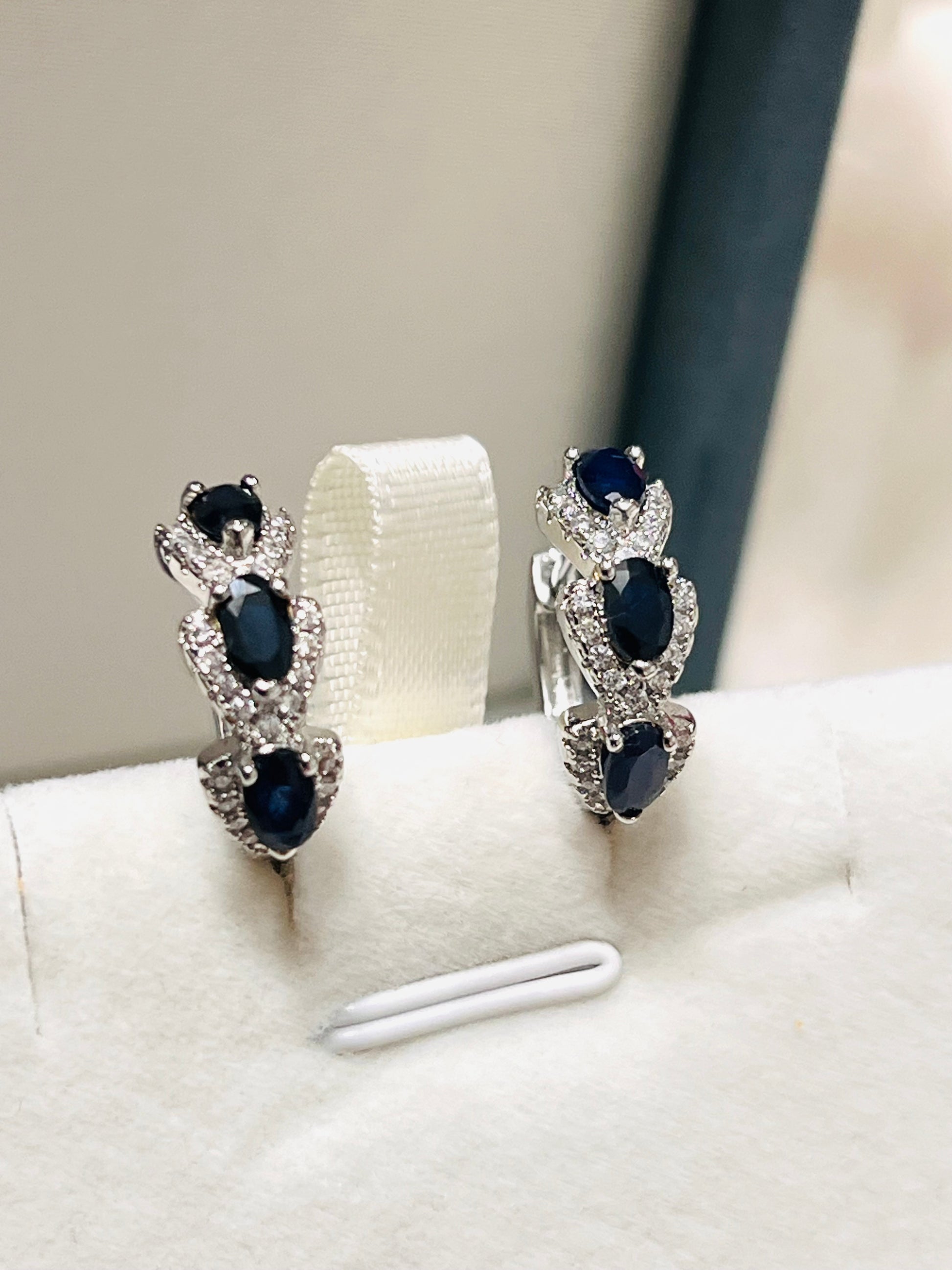 Handmade Natural Blue Sapphire Petite Huggie Earrings