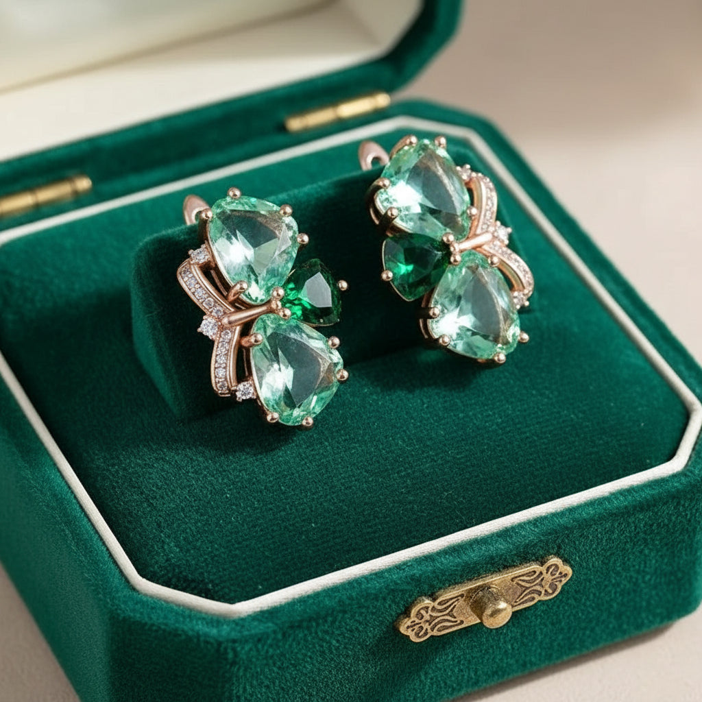 14k Rolled Gold  (Gold-Filled) Green Amethyst Earrings