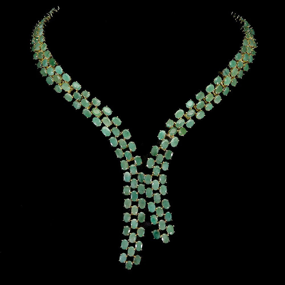 Handmade Natural Stunning 38CT  Emerald necklace- Exquisite Collection