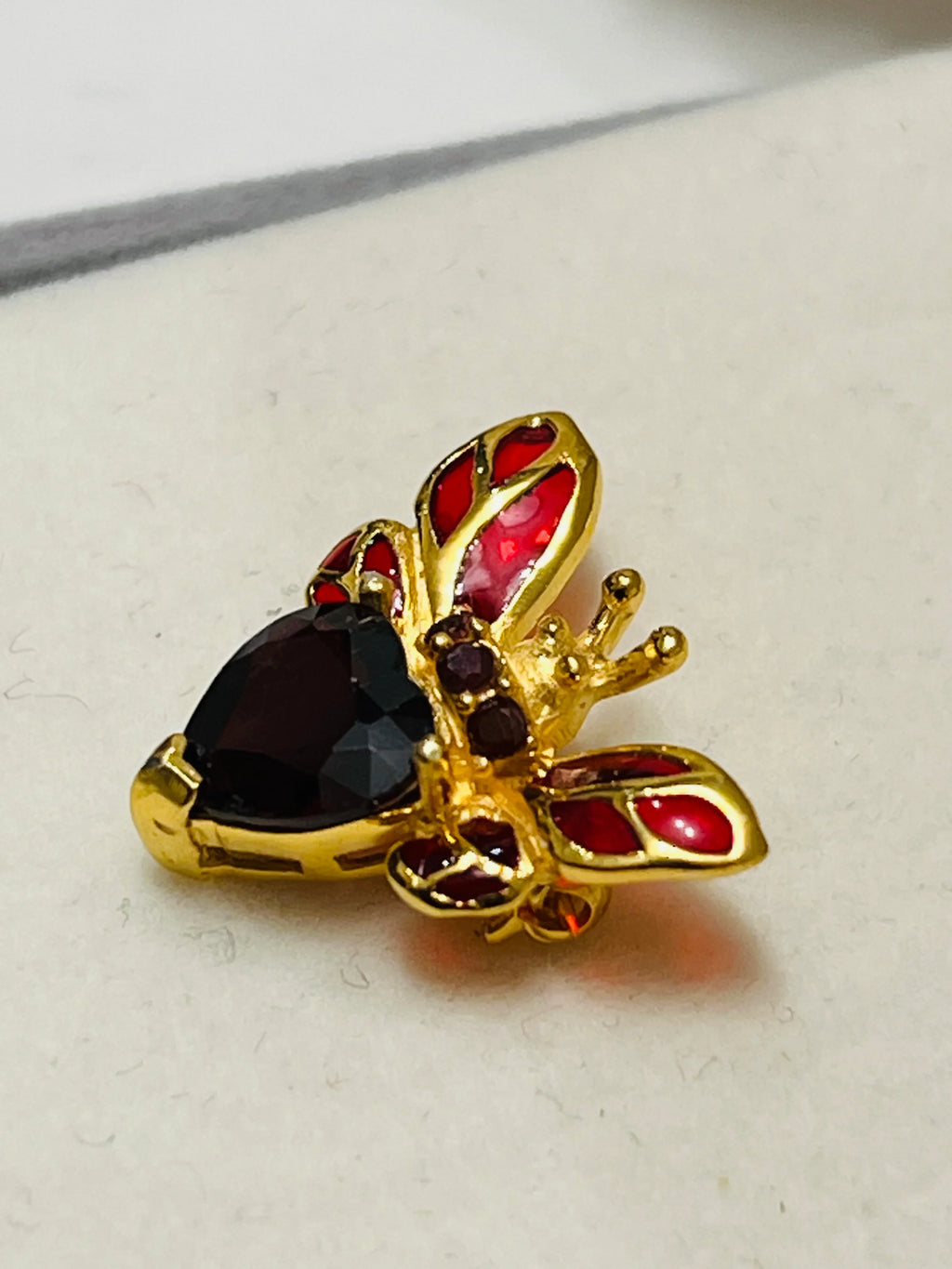 Handmade Garnet Bee Brooch Pin