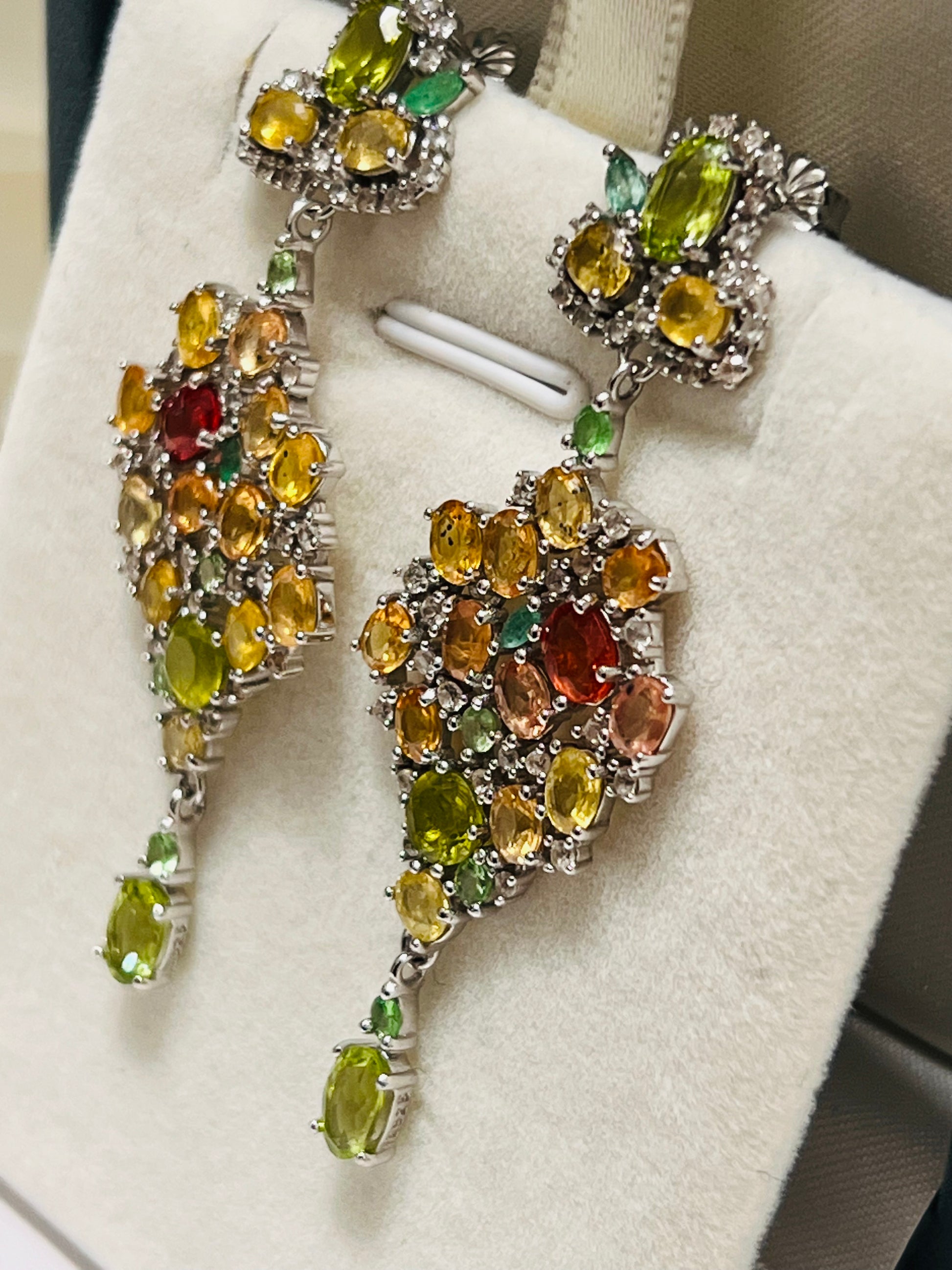 Handmade Genuine Sapphires and Sphene Earrings