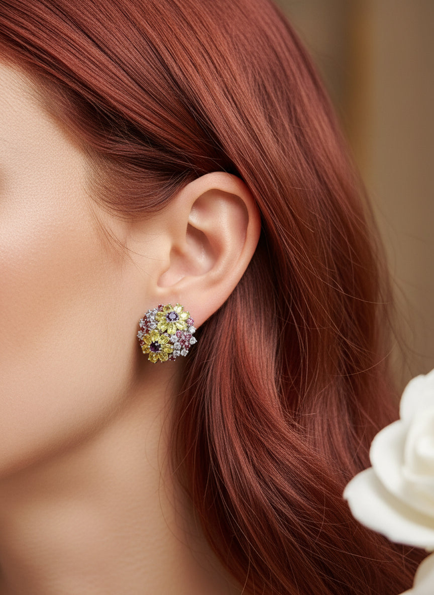 Handmade Stunning Bouquet Natural gemstones earrings