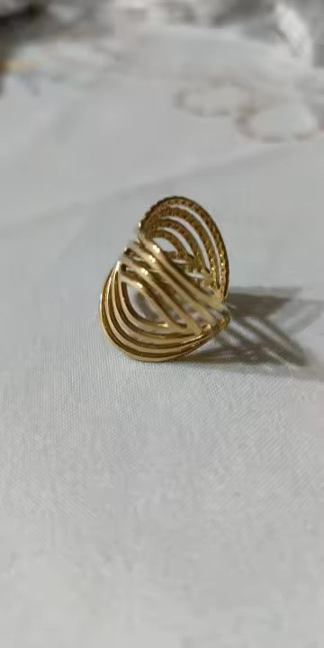 Geometric Gold Plated Adjustable Ring – Modern Statement Finger Ring (PVD Coated)