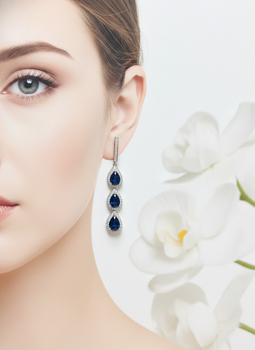 Handmade Natural Ceylon Sapphire Earrings