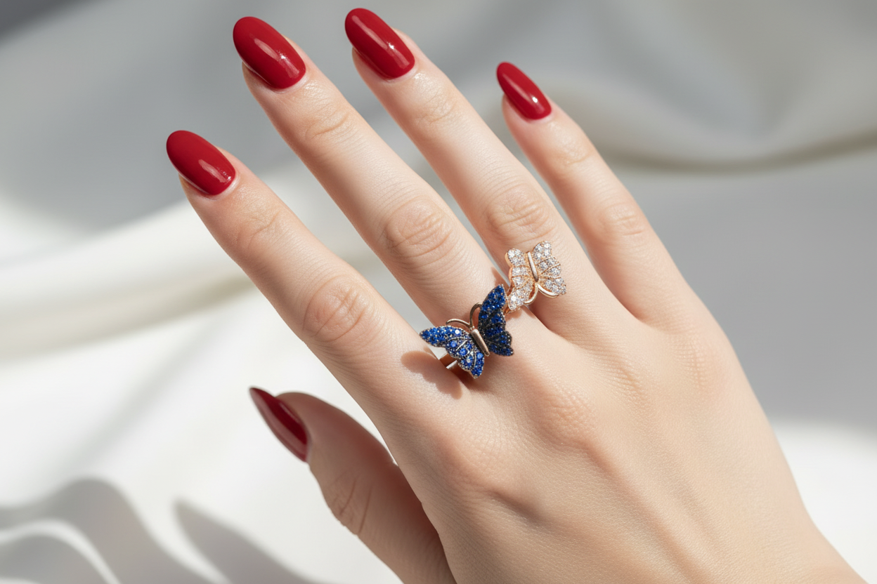 14K Rolled Gold Butterfly Earrings and Ring Set