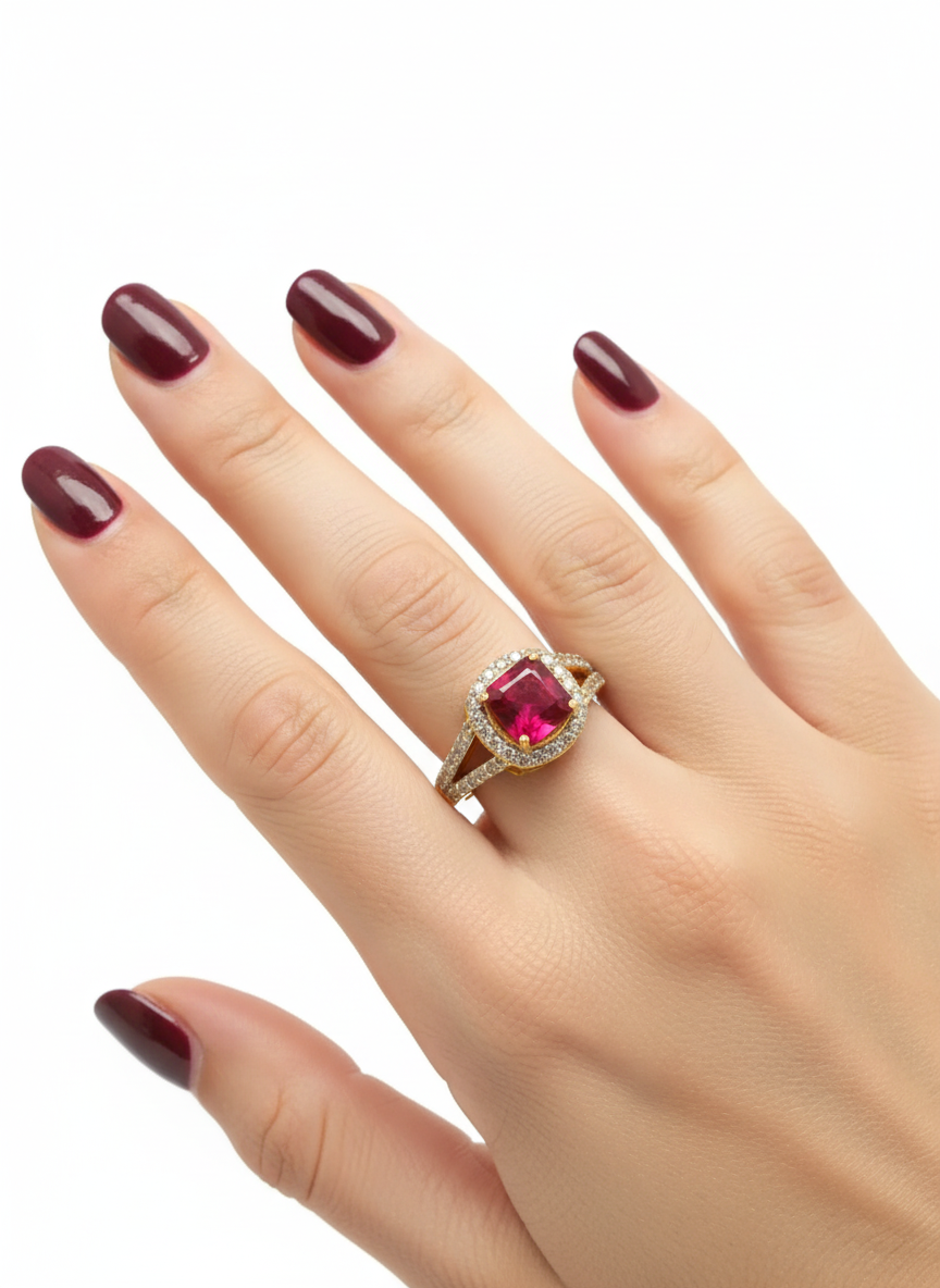 Handmade Genuine Ruby and Natural Diamond Ring