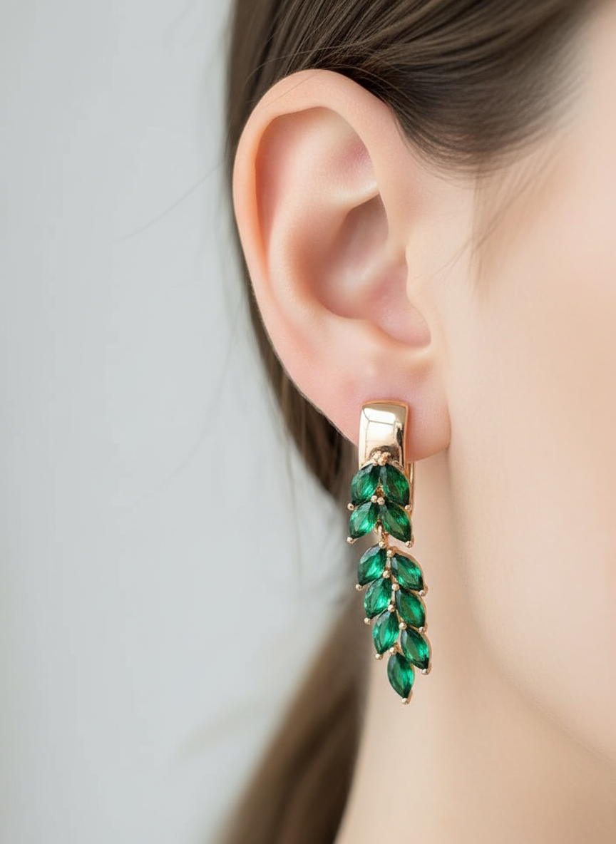 Rolled Gold Green Topaz Forest Earrings