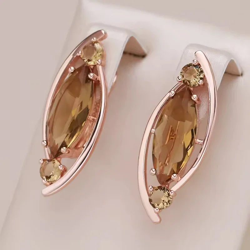 14k Rolled Gold Citrine almond shape Earrings