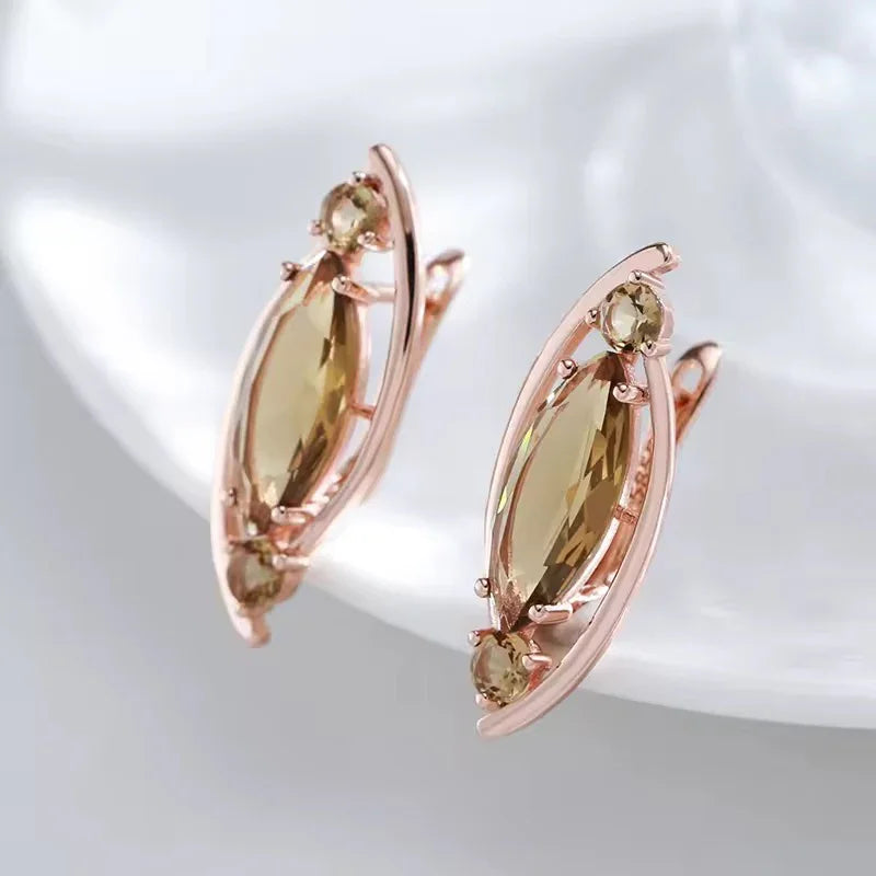 14k Rolled Gold Citrine almond shape Earrings