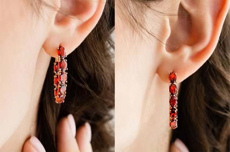 Rolled Gold Inside Out Tourmaline V-Shaped Hoop Earrings