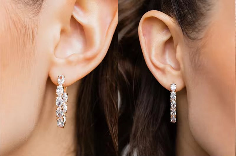 Rolled Gold Inside Out Tourmaline V-Shaped Hoop Earrings