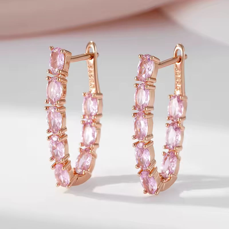 Rolled Gold Inside Out Tourmaline V-Shaped Hoop Earrings