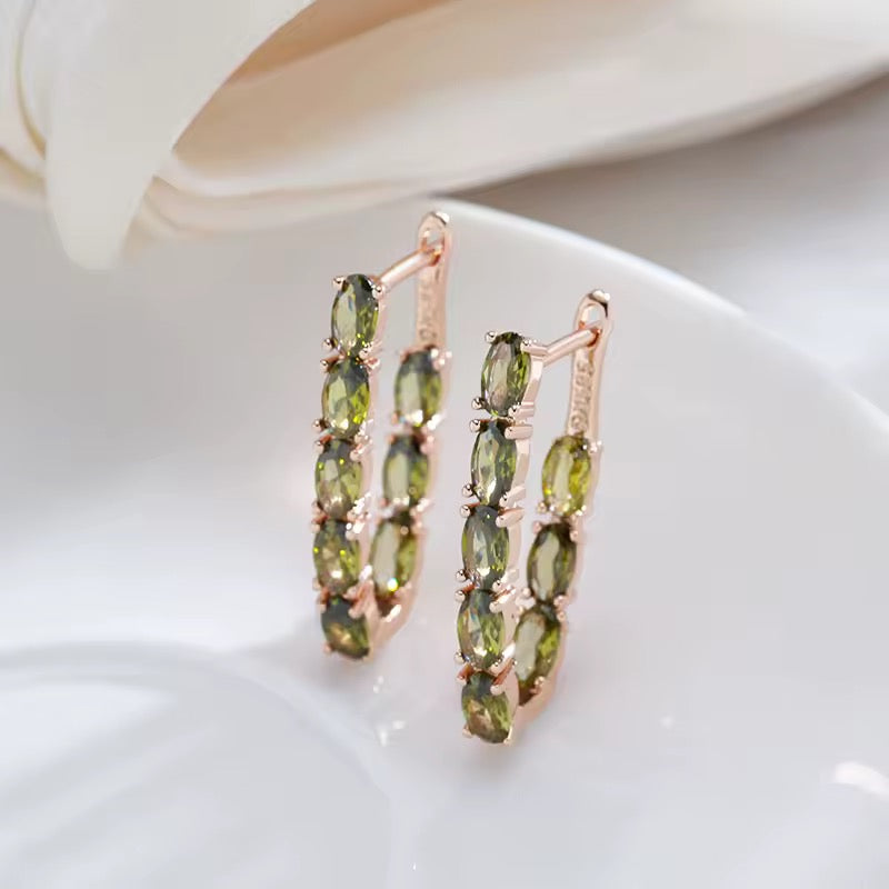 Rolled Gold Inside Out Tourmaline V-Shaped Hoop Earrings
