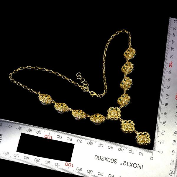 Majestic Colombian Emerald and Ruby south sea pearls Necklace