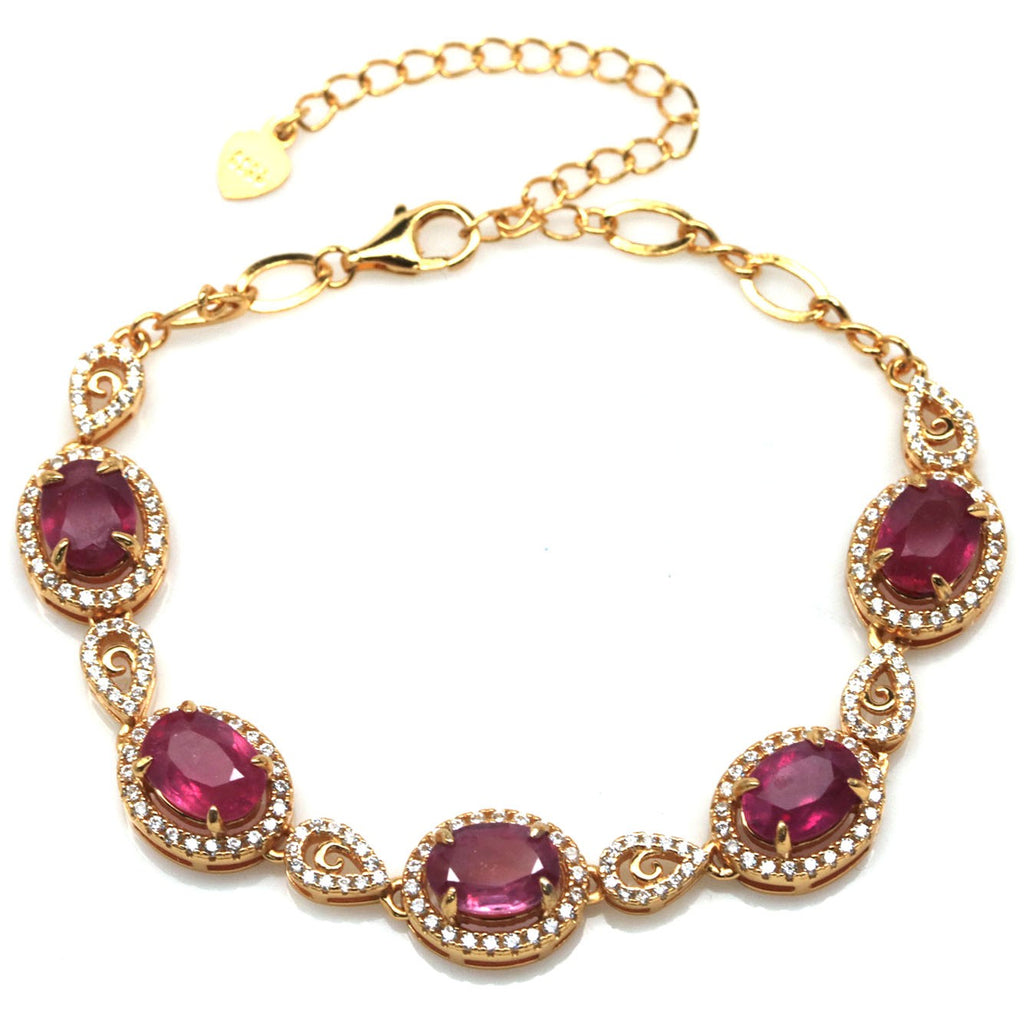 Handmade Natural Ruby Chain Bracelet — Designed in Canada (10 carats)