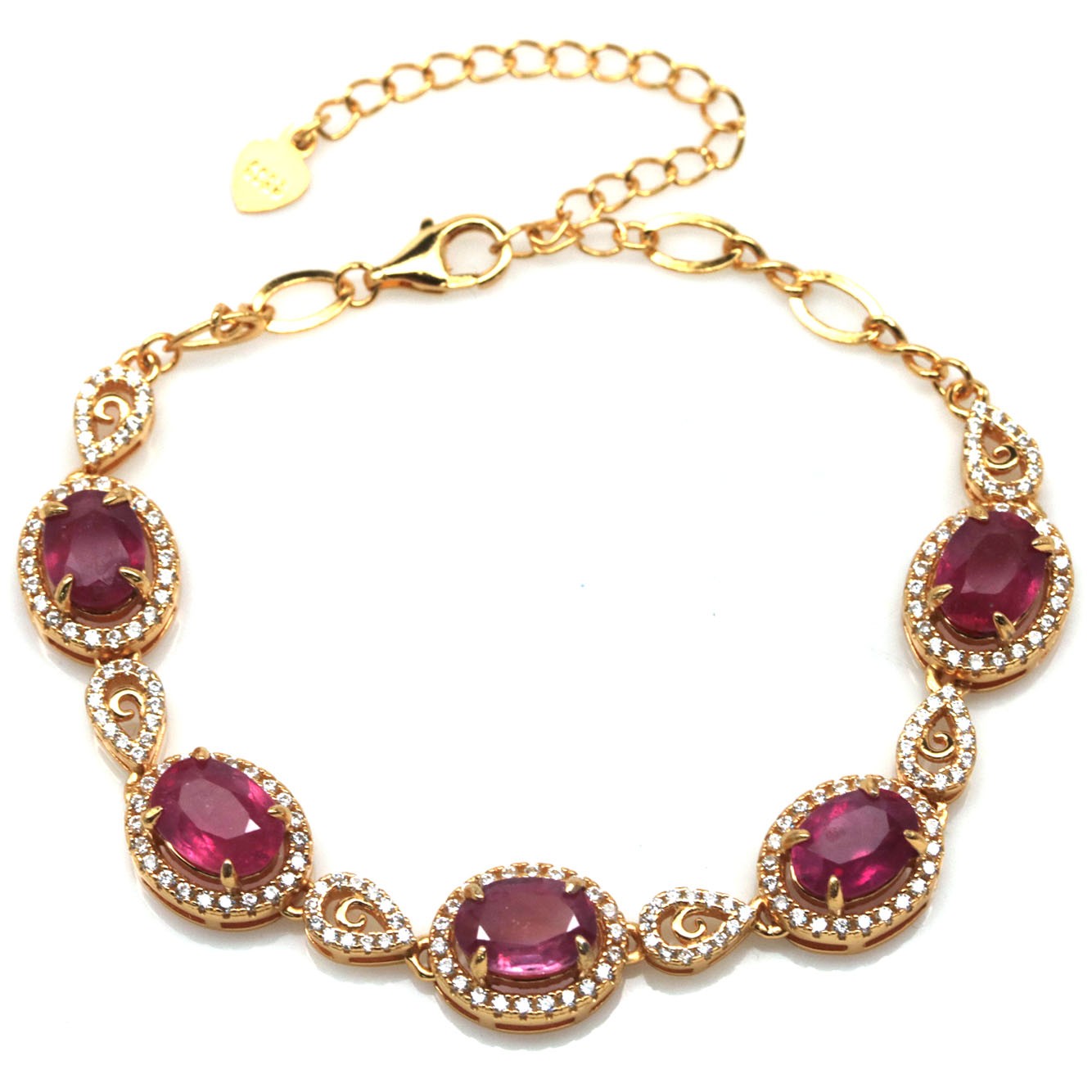 Handmade Natural Ruby Chain Bracelet — Designed in Canada (10 carats)
