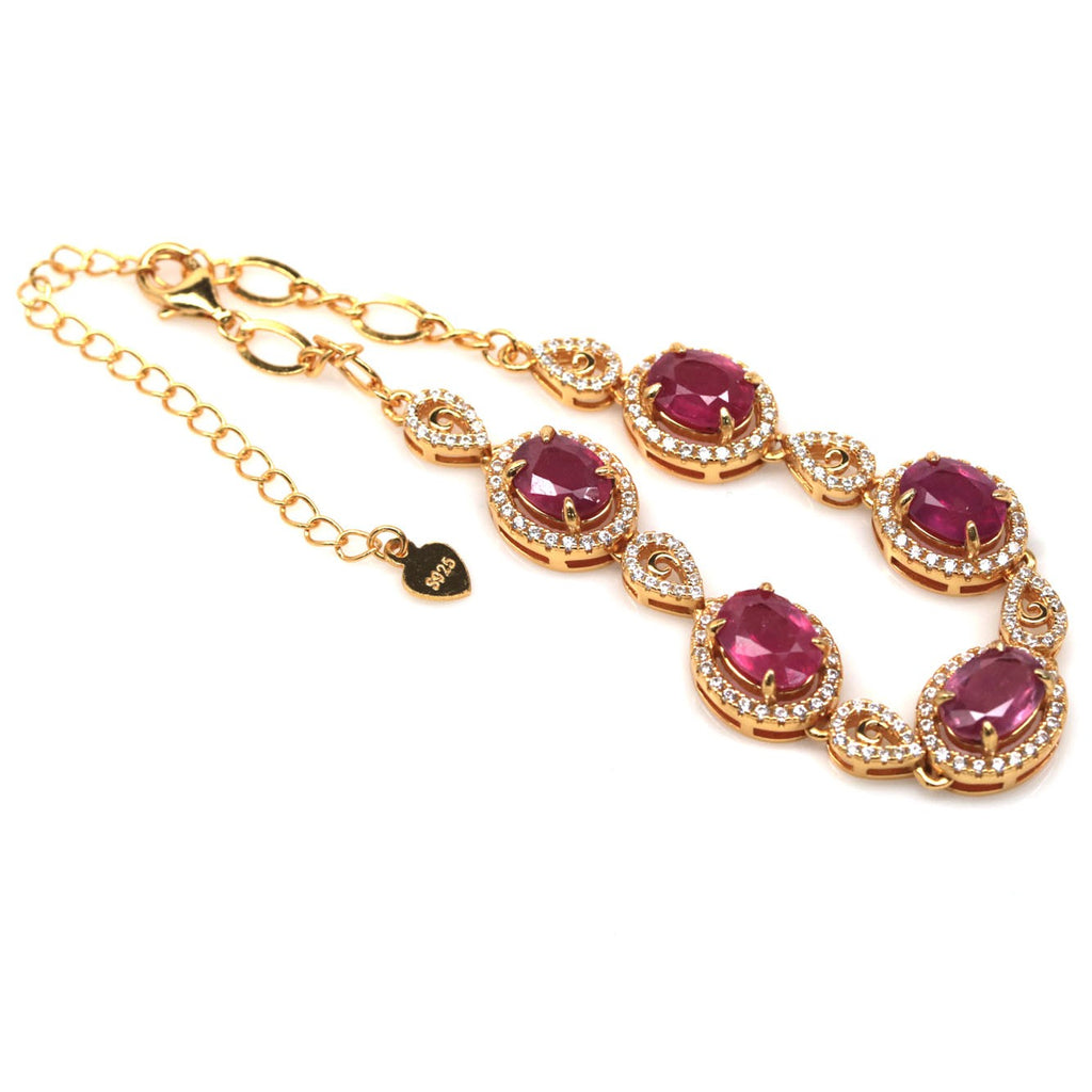 Handmade Natural Ruby Chain Bracelet — Designed in Canada (10 carats)