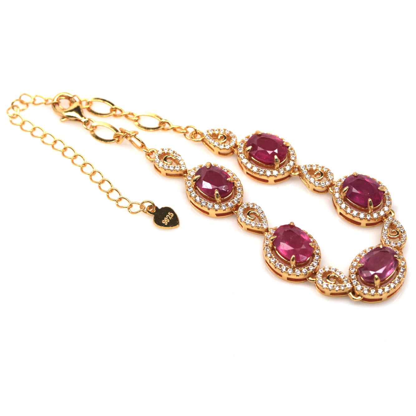 Handmade Natural Ruby Chain Bracelet — Designed in Canada (10 carats)