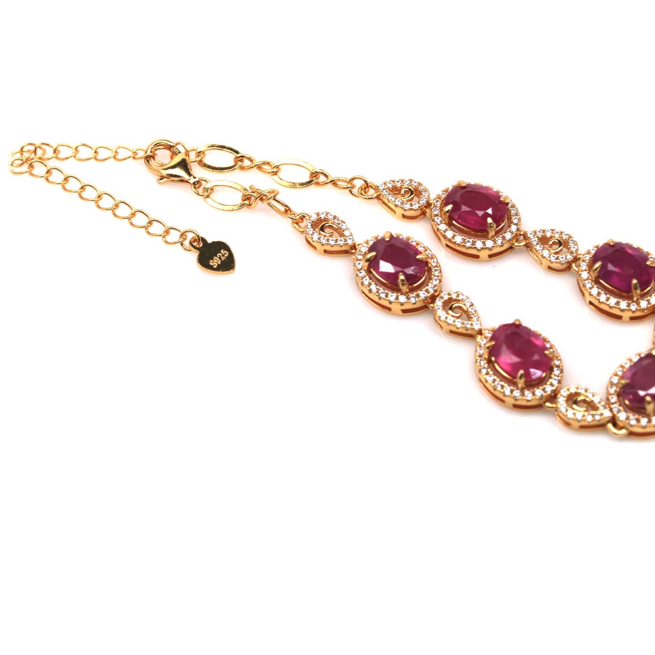 Handmade Natural Ruby Chain Bracelet — Designed in Canada (10 carats)