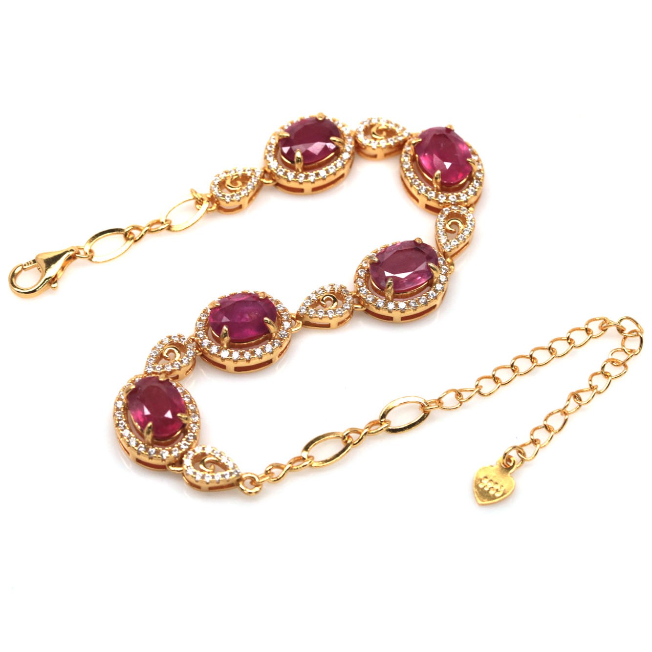 Handmade Natural Ruby Chain Bracelet — Designed in Canada (10 carats)