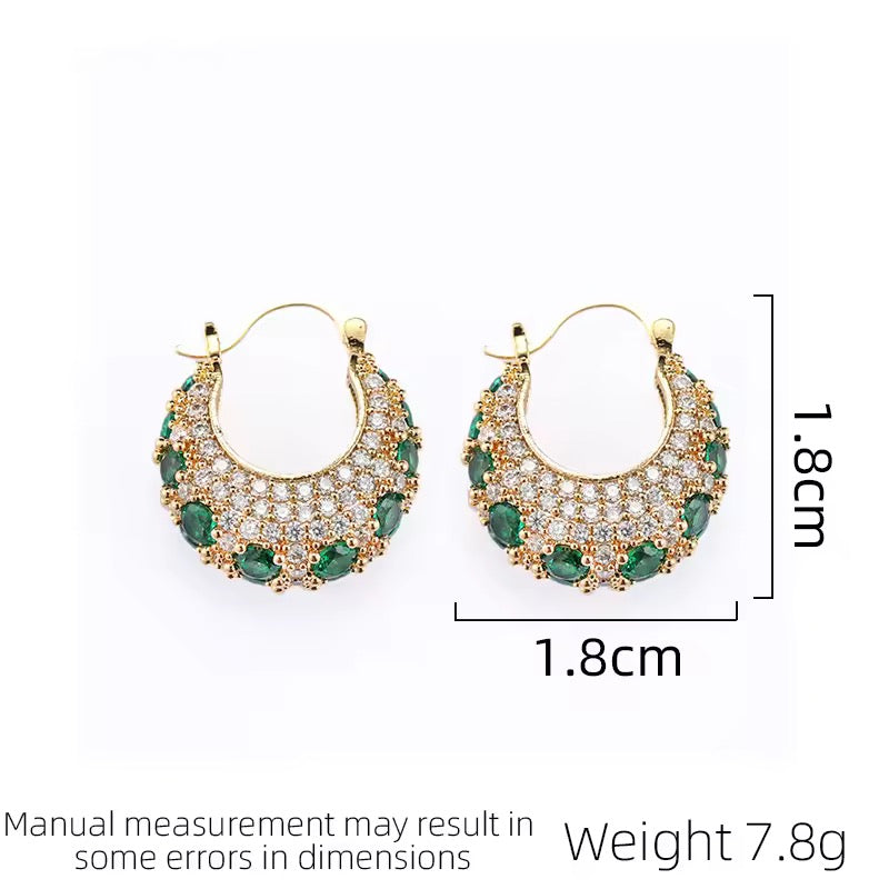 Beautiful Emerald Green Annie Hoop Earrings