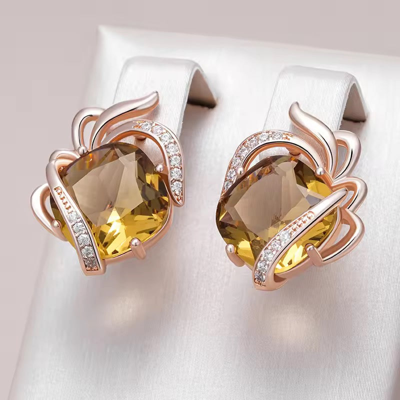 14k Rolled Gold Honey Citrine Earrings