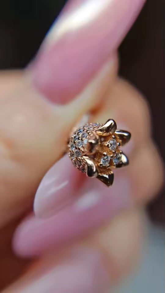 14K Rolled Gold Tulip Earrings with White Sapphires