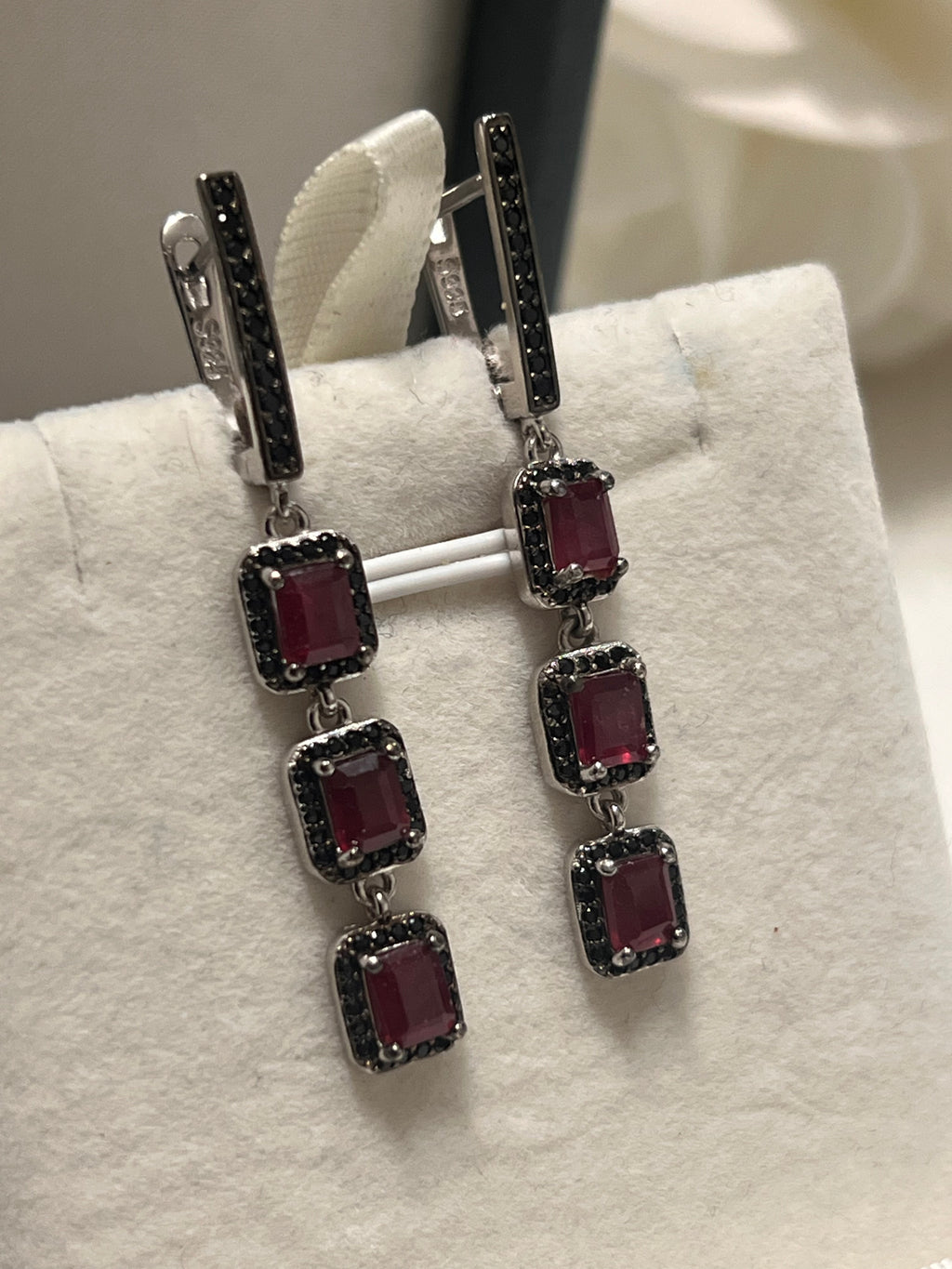 Handmade genuine Ruby Noir Drop Earrings
