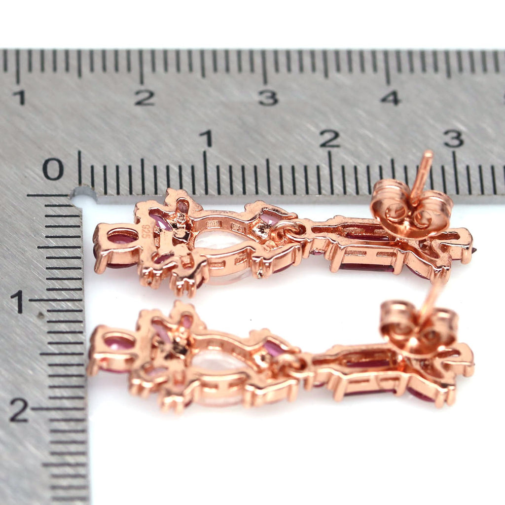 Handmade Rose Quartz & Rhodolite Garnet Stud Earrings | Designed in Canada