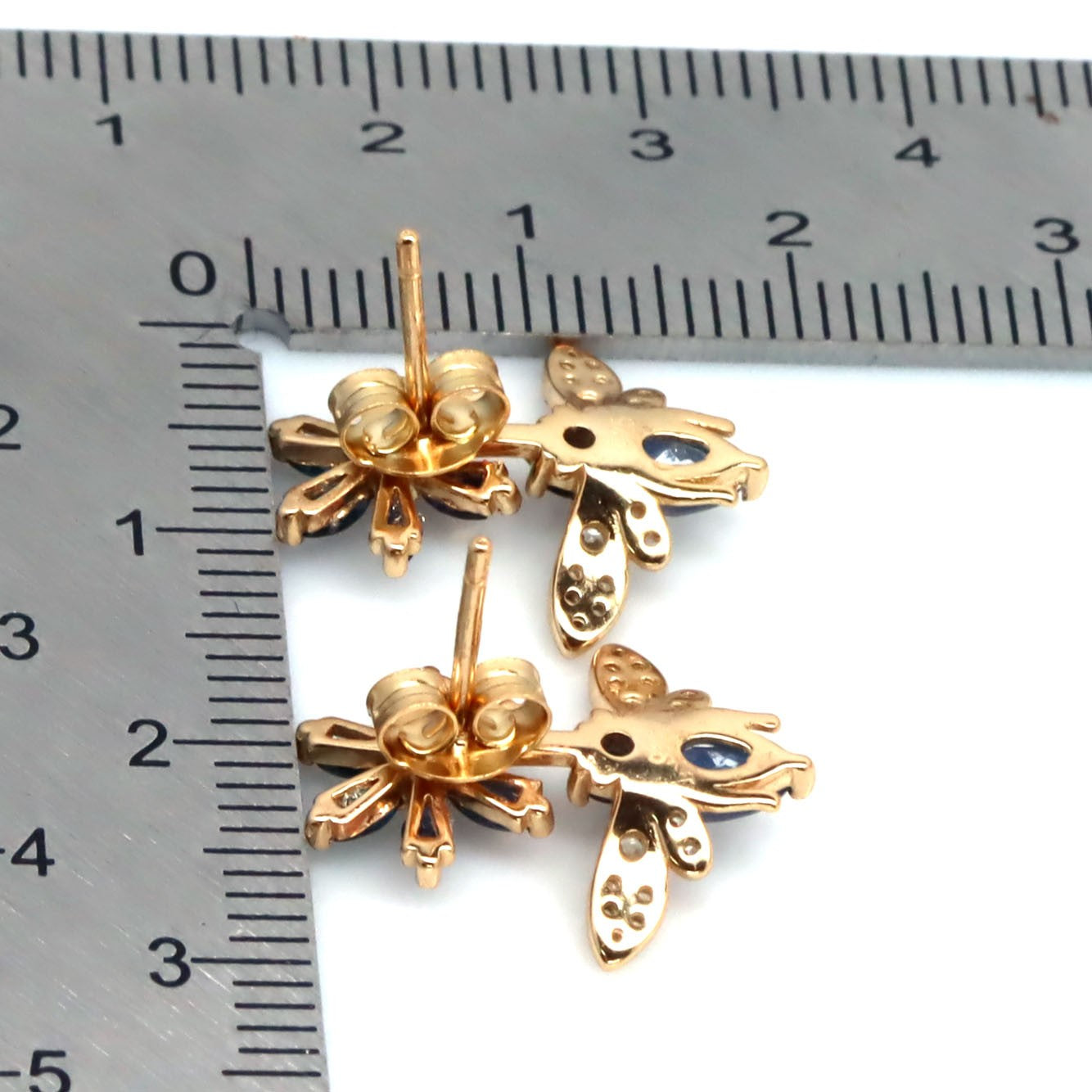 Artisan Bee Stud Earrings in Genuine Citrine or Sapphires