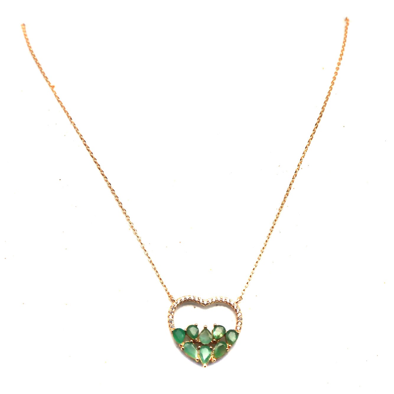 Natural Colombian Emerald Heart Necklace – Handcrafted in Canada