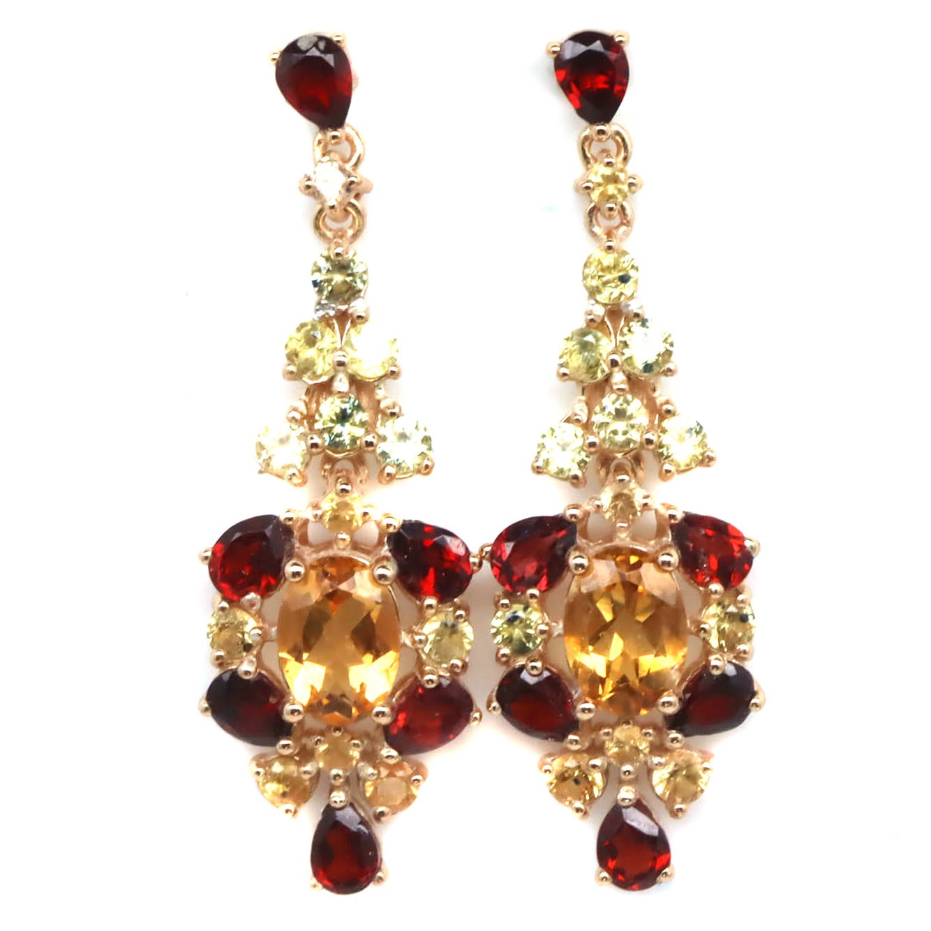 Golden Stardust Citrine & Rhodolite Garnet Stud Earrings – Designed in Canada