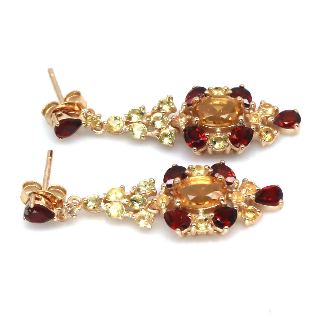 Golden Stardust Citrine & Rhodolite Garnet Stud Earrings – Designed in Canada