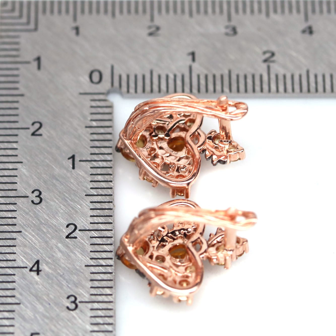 Heart Love Drop Genuine Citrine and Sapphires earrings