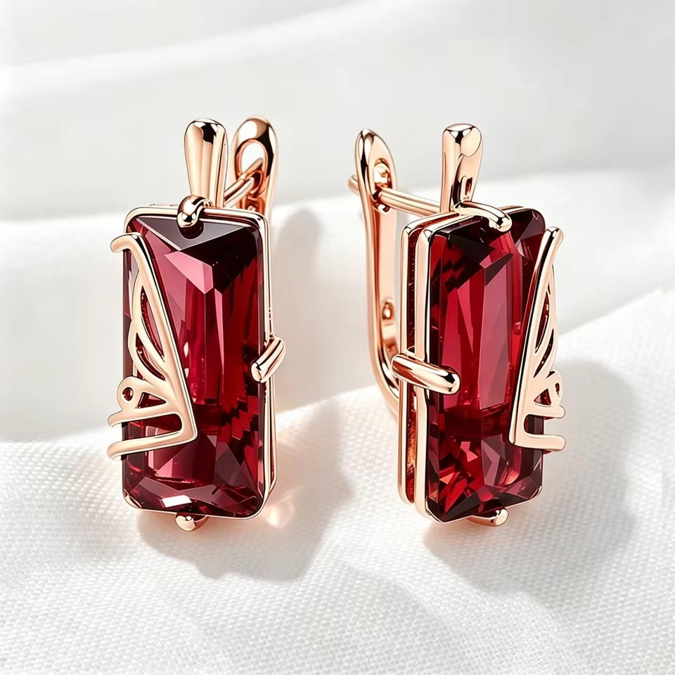 14k Rose Gold-filled Earrings Red Glamour